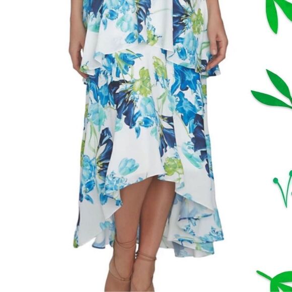 NWT CeCe Floral Ruffle Tier Halter Playa Del Sol Dress 0 - Picture 3 of 6